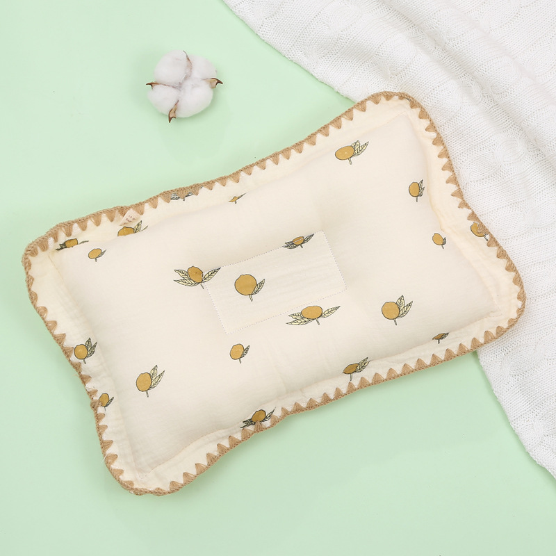 Cartoon Baby Newborn Pillow Breathable Pillow Soft Cotton Toddler Bed Pillow for Sleeping Bassinet Bedding: Orange