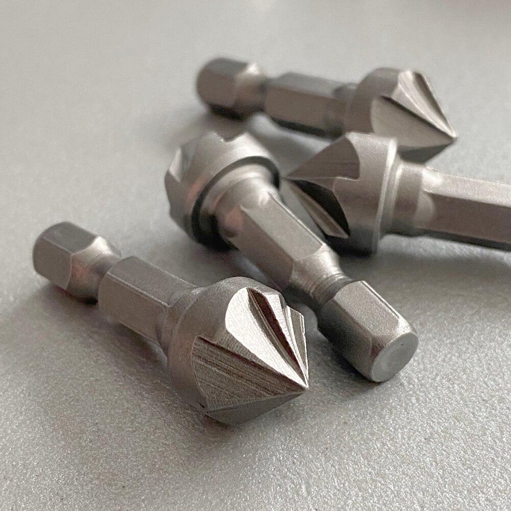 1pcs 90 Degree Countersink Drill Chamfer Bit 1/4" Hex Shank Carpentry Woodworking Angle Point Bevel Cutting Cutter Remove Bur