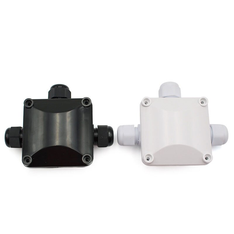 2X IP67 3 Way Waterproof T Type Junction Box Electrical Enclosure Cable Connecting Terminal Block Plastic Connection Box: 1pc White and Black