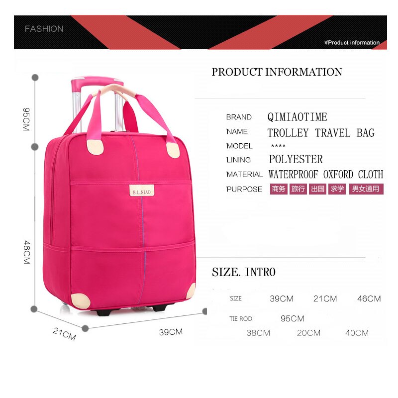 Waterproof Trolley Case 20" Portable Business Boarding Travel Bag Traveling Luggage Bags with Wheels Suitcases Rolling Luggage