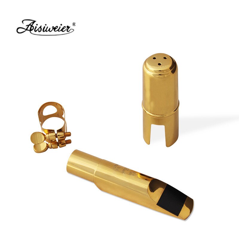 Aisiweier Tenor Soprano Alto Saxophone Metal Mouthpiece Gold Lacquer Mouthpiece Sax Mouth Pieces 56789