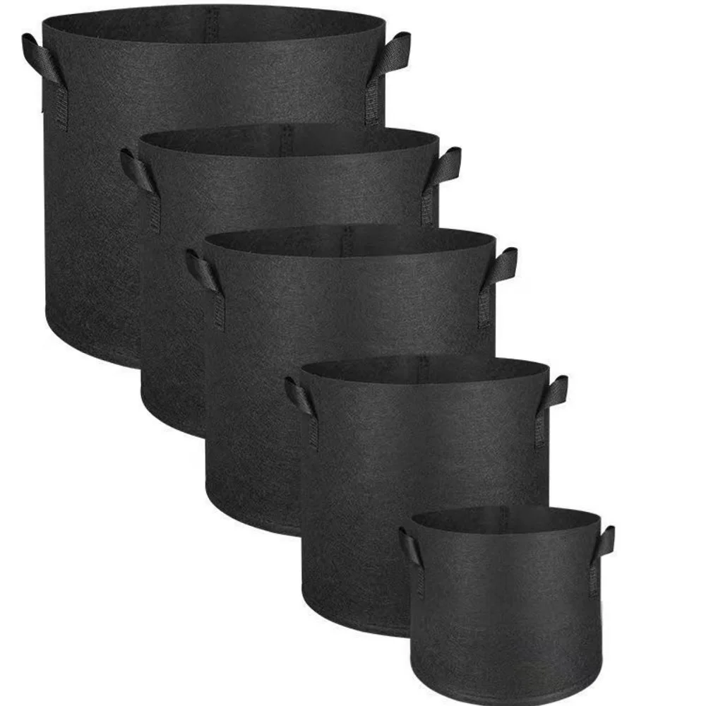 5PCS Felt Grow Bags Gardening Thickened Grow Pot With Handles Vegetable Tomato Growing Felt Vase Garden Potato Planting Pots: 4XL / green