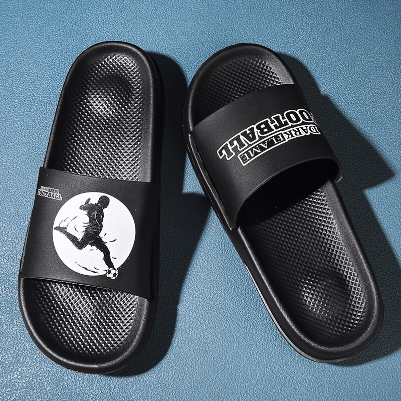 Summer Mens Foot Massage Football King Slippers Accupressure Home Indoor Men Slides Slide Slipper Sleepers House Room: black / 45