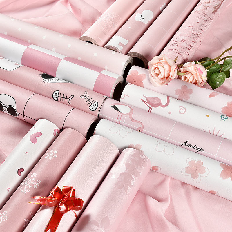 60*100cm Pink Girl Room Wall Stickers Sprinkles Decorative Self Adhesive Wallpaper Flamingo Heart Pattern Kids Baby Room Decor