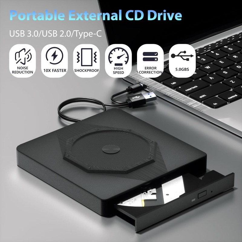 USB 3.0 3D Bluray Burner BD 6X Reader&Writer Drive External Blu ray Drives CD DVD Player Recorder for Windows 7/8/10/11 MacOS