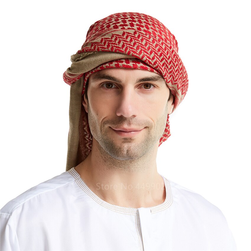 Chapeau musulman arabe saoudien dubaï pour homme, écharpe traditionnelle en coton, 140x140CM, à carreaux imprimés, prière islamique, Turban en laine: Color1