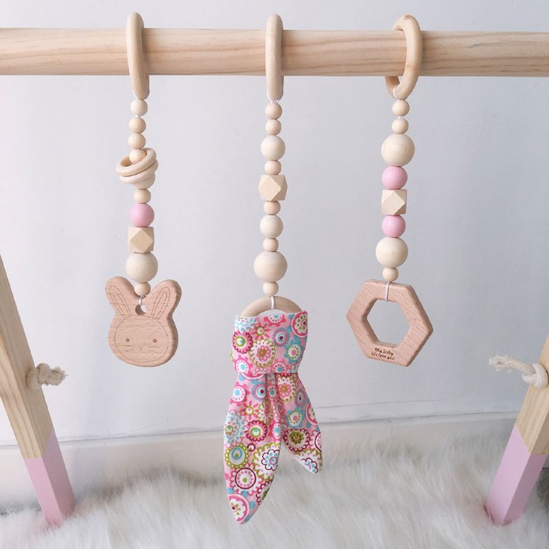 3 Teile/satz nordisch Karikatur Baby Holz Kaninchen Ohr Spielzeug Anhänger Fitnessstudio Fitness Gestell Ornament Kleinkind Kleinkind Zimmer Dekorationen