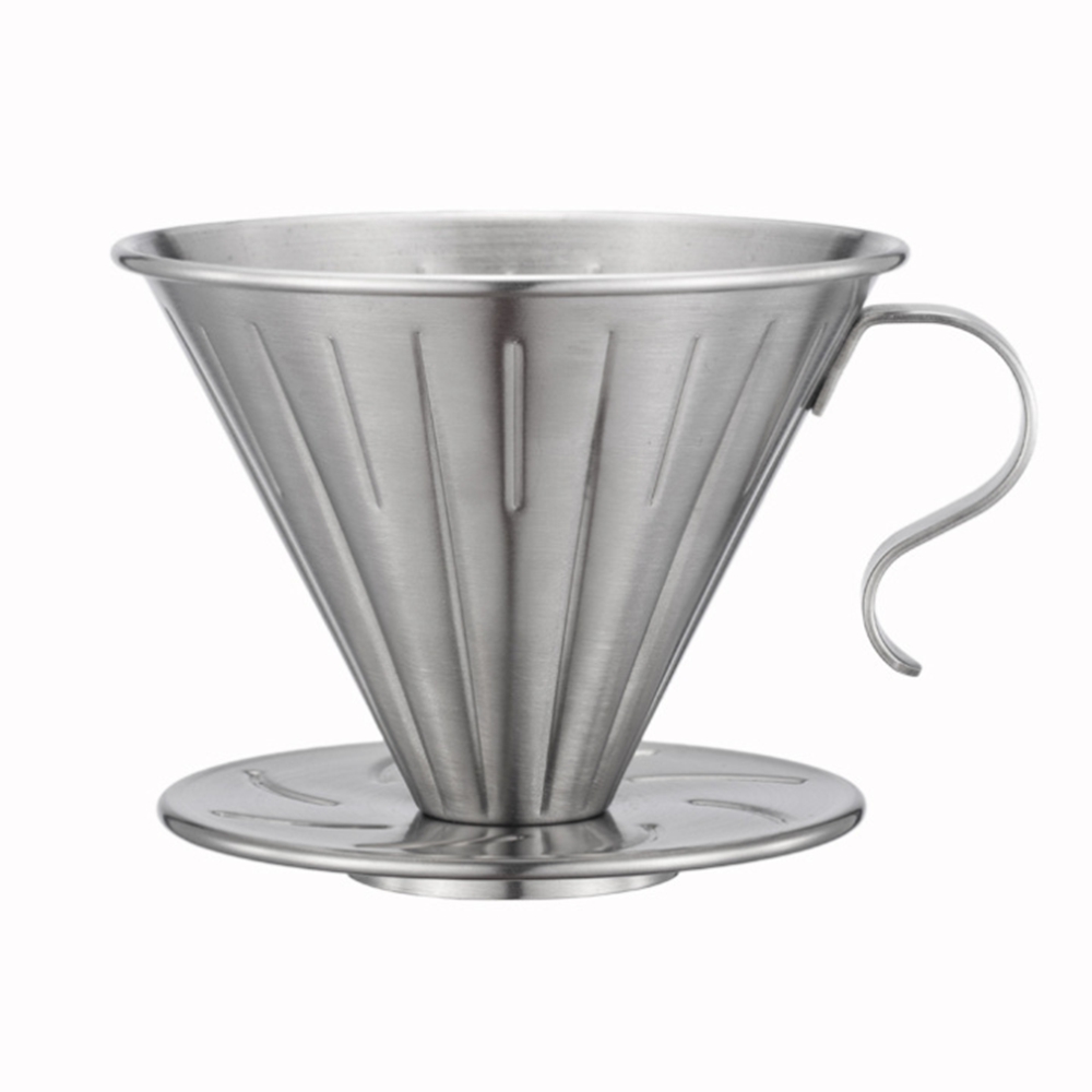 Ecocoffee Reusable V60 Coffee Filter Cup Maker Stainless Steel Holder Metal Mesh Funnel Baskets Coffee Paper Filter