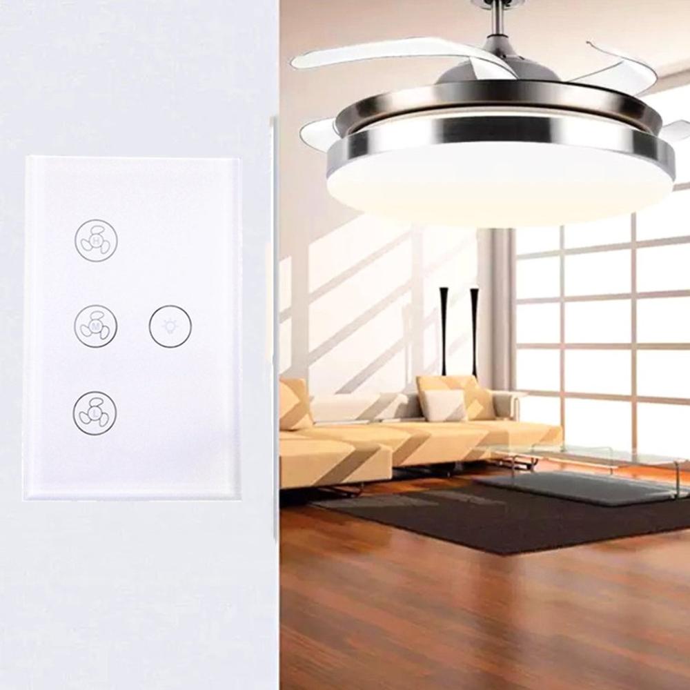 EU WiFi Smart Ceiling Fan Wall Touch Switch APP Remote Timer and Speed Control Glass Panel For Alexa and Google Home Fan Parts