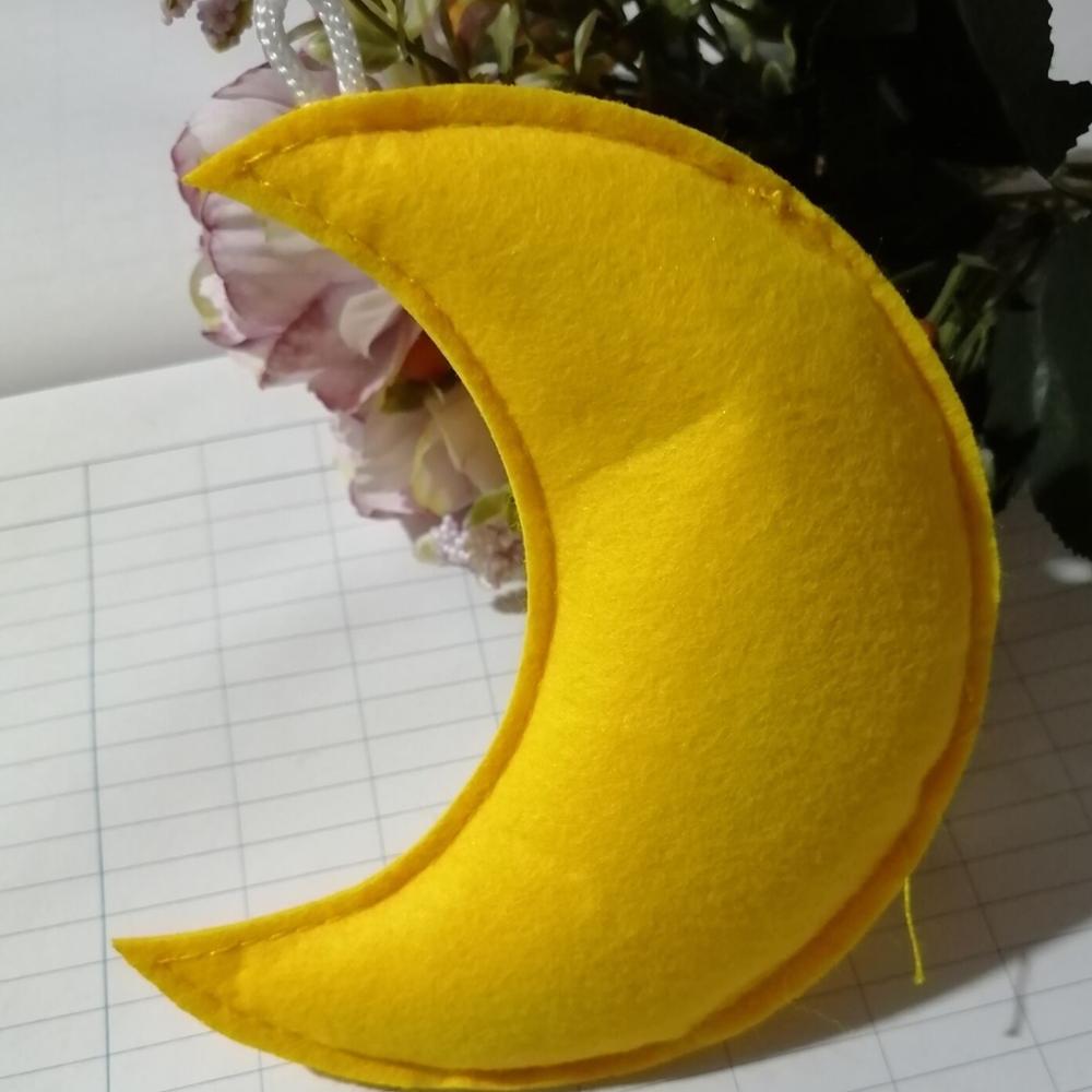 5 stücke freundlicher Schlafzimmer Blau Gelb Weiß grau Dekoration Mond Sterne Nizza Wohnheim Hängen Zauberstab Hotel Fenster Dekoration Girlande Party: 5Stck Gelb Mond