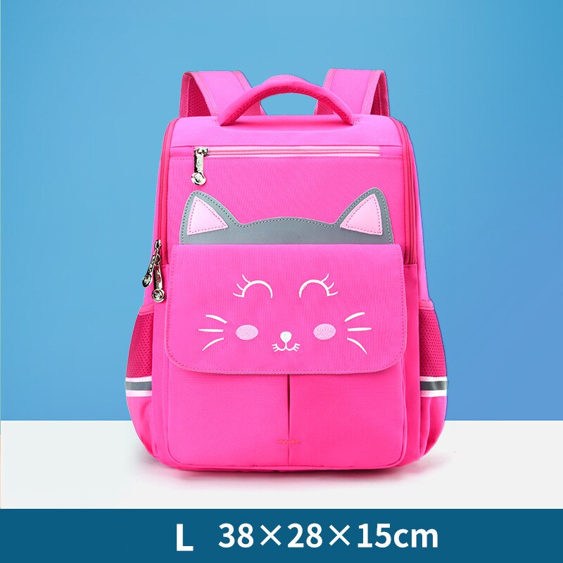 Lovely Cat Girl School Bags for Kids backpack 1-6 Grade School Backpacks Little Girls School Bag bookbag mochila: L pink