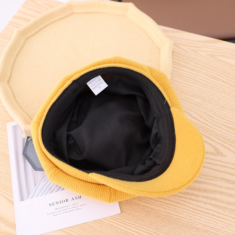 Boina con visera de otoño-invierno para niños y niñas, gorra con visera, gorra con visera, tapa panadera, sombreros octogonales de pintor