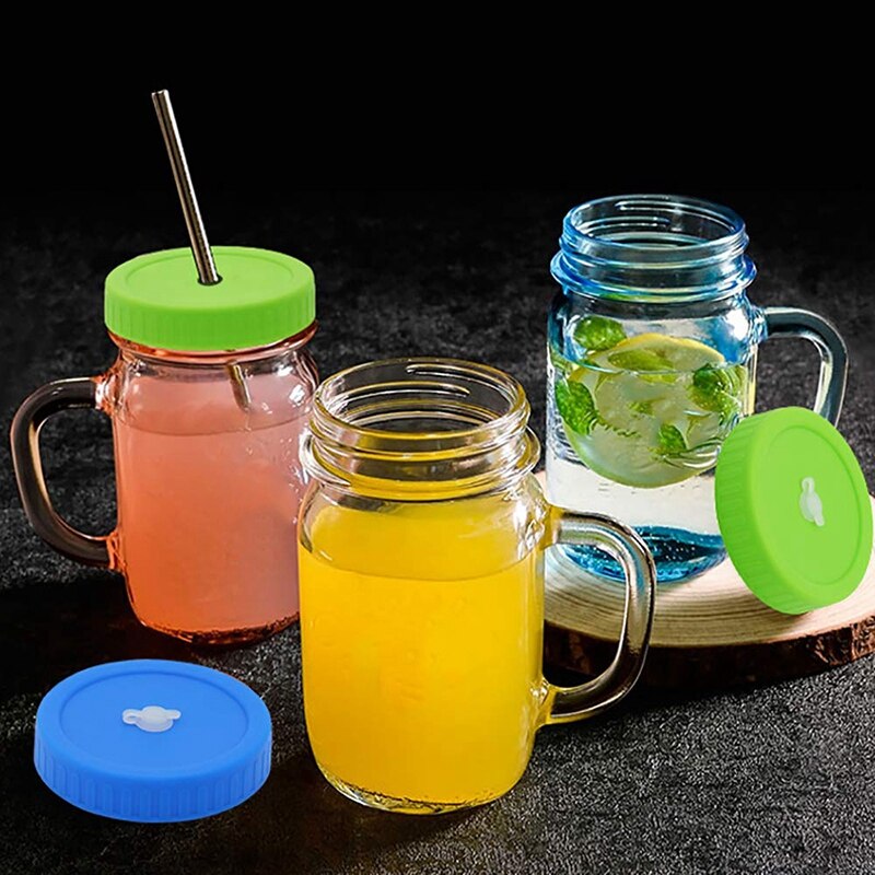 8Pcs Wide Mouth Mason Jar Lids with Straw Hole for Ball & Kerr Mason Jar, Great for Drinking & Food Storage