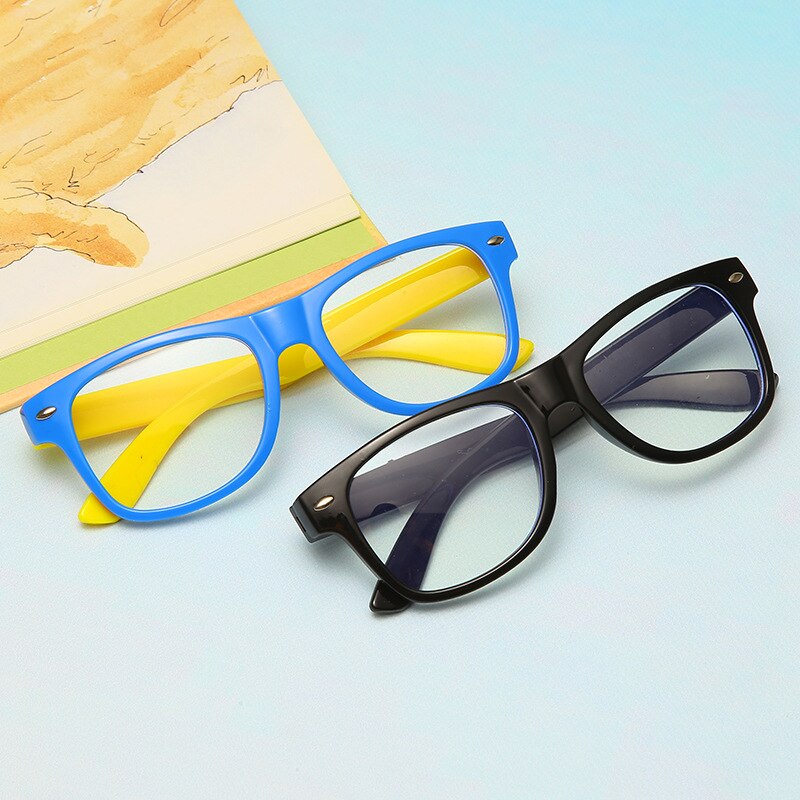 Montura de gafas con luz azul, gafas de bloqueo para niños, niños, niñas, cuadrado, lente clara de anteojos, montura de gafas ópticas UV400