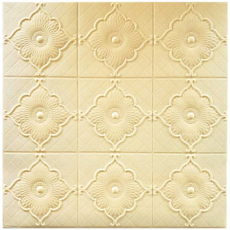 3D Muurstickers Plafond Sticker Dak Decoratie Schuim Behang Stereo Waterdicht Diy Tv Achtergrond Behang Sticker: yellow / 1pcs 70X70cm