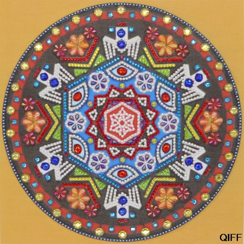 Cirkel mandala 5d specialformet diamantmaleri broderi håndarbejde rhinsten krystal kors håndværkssømssæt gør det selv: 09