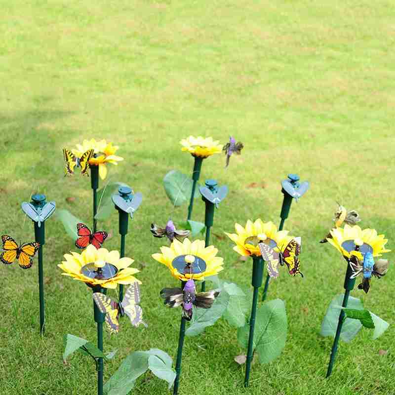 Simulação de dança movido a energia solar borboletas vibrantes planta decoração do jardim presentes vaso quintal acce beija-flor pr f4p3