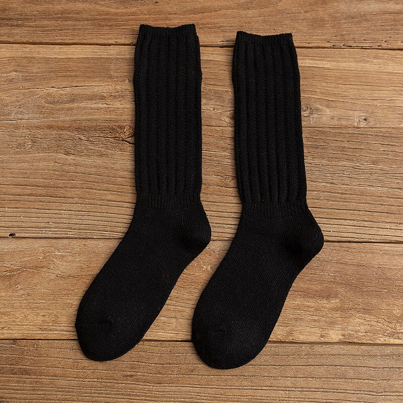 Harajuku Woollen Women Socks Soft Cotton Women Socks Solid Color High Tube Socks For Girls Winter Cute Thick Pile of Socks Lady