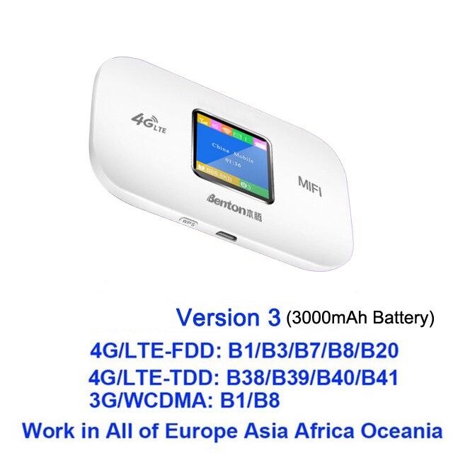 Yizloao bærbart hotspot 4g lte trådløs mobil router wifi-modem 150 mbps 2.4g wifi-boks dataterminalboks wifi trådløs router: Version 3-(3000 mah)