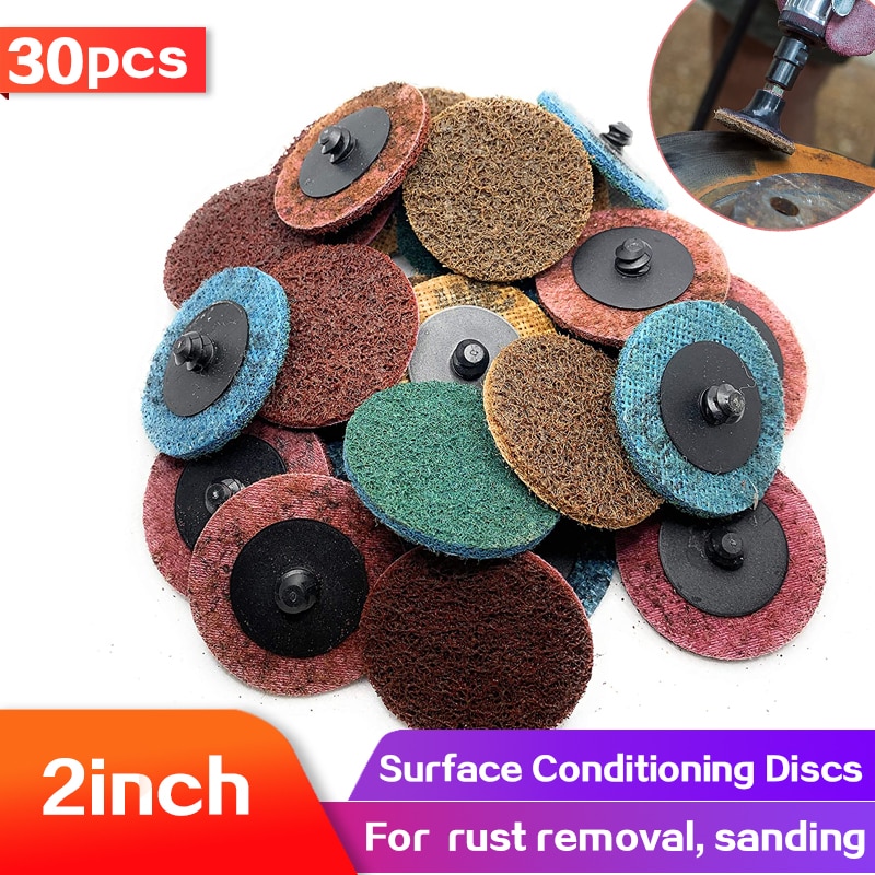 30 Uds discos de cambio rápido Roloc de 2 pulgadas discos de acondicionamiento de superficie disco de lijado para preparación de superficies, pelado de pintura, molienda