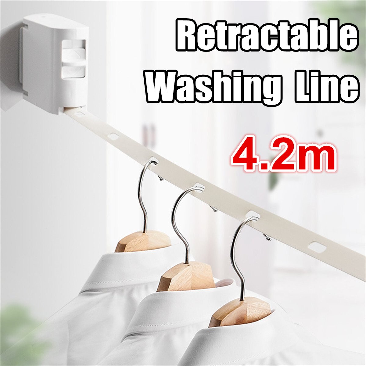Indoor Outdoor Retractable Laundry Clothesline Wall Hanging Folding Stretch Washing Clothesline Shrinking Balcony Stealth Line