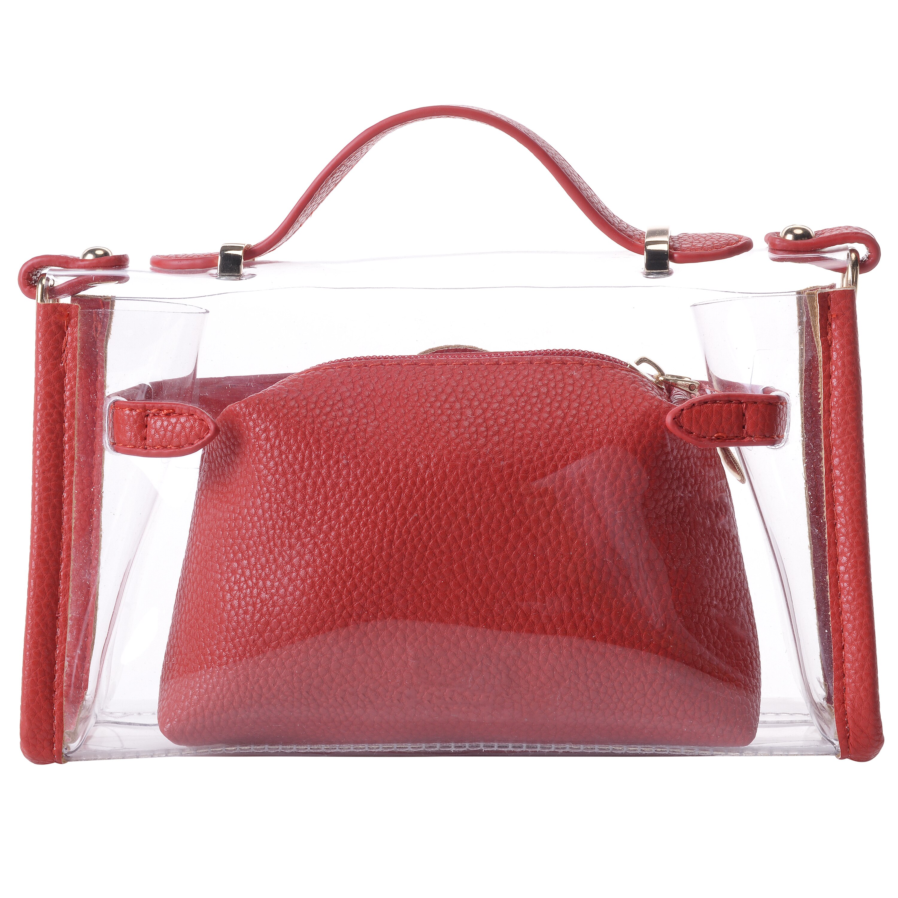 Women's Transparent Clear Waterproof Handbags Cross-Body Messenger Shoulder Bag Black