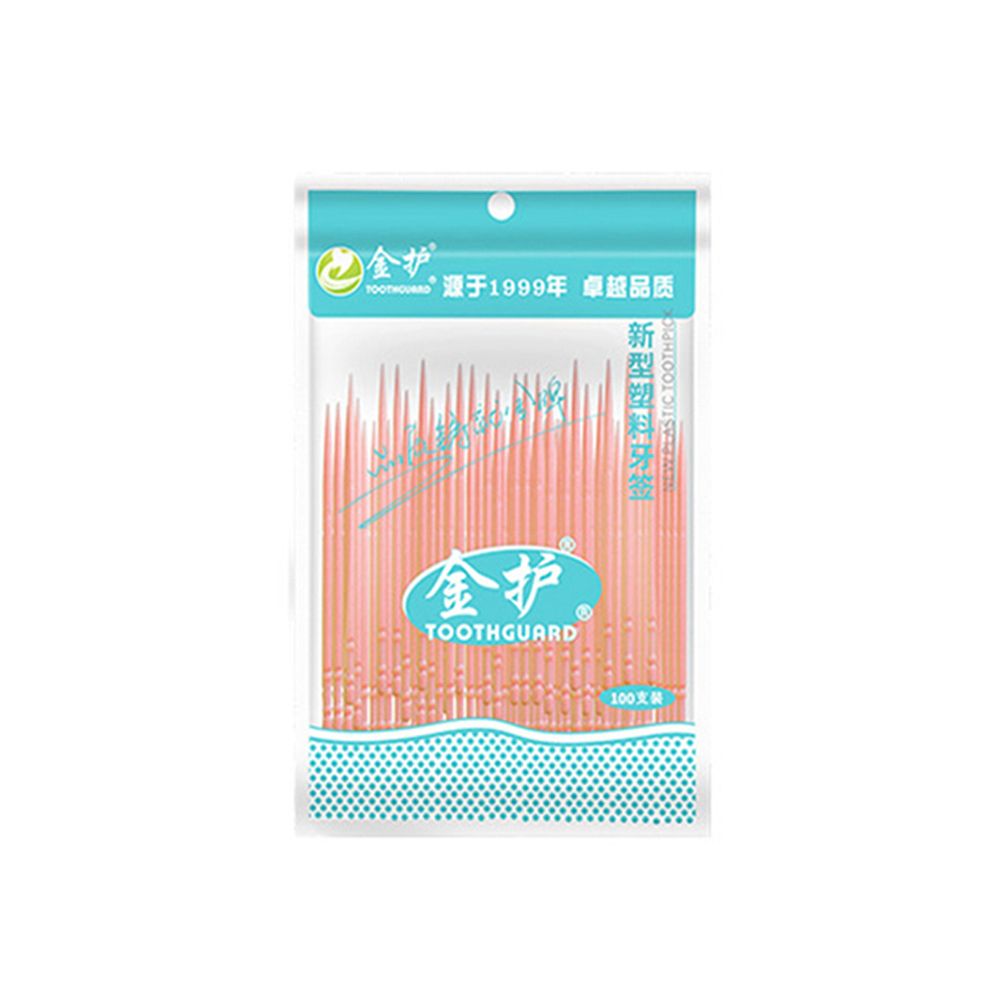 100/200Stck Doppel-geleitet Einweg Zahn Flosser Interdentalbürste Zähne Stock Zahnstocher Zahnseide wählen Zähne Reinigung Pflege: Orange(100Stck)