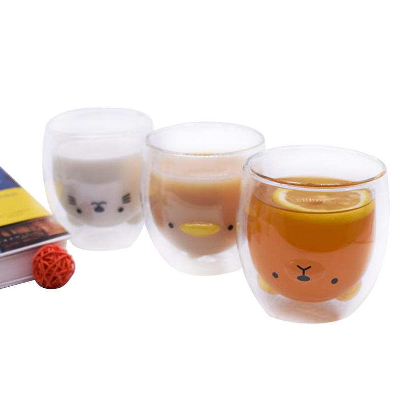 Varmebestandig glass 250ml nyskapende 3d dobbeltlags kopp bjørnekatteandling