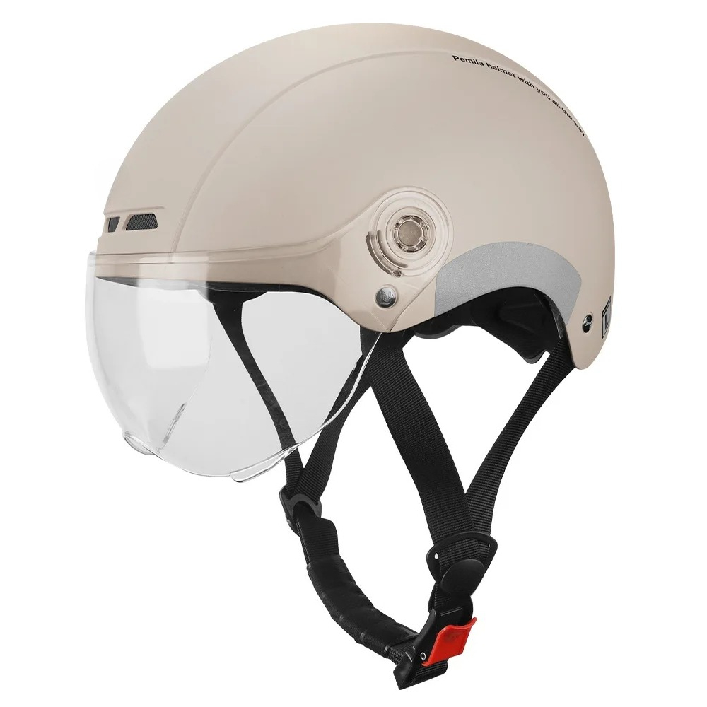 Casco con gafas para patinete eléctrico, pegatina reflectante para bicicleta de montaña o carretera, para adulto: Castaño