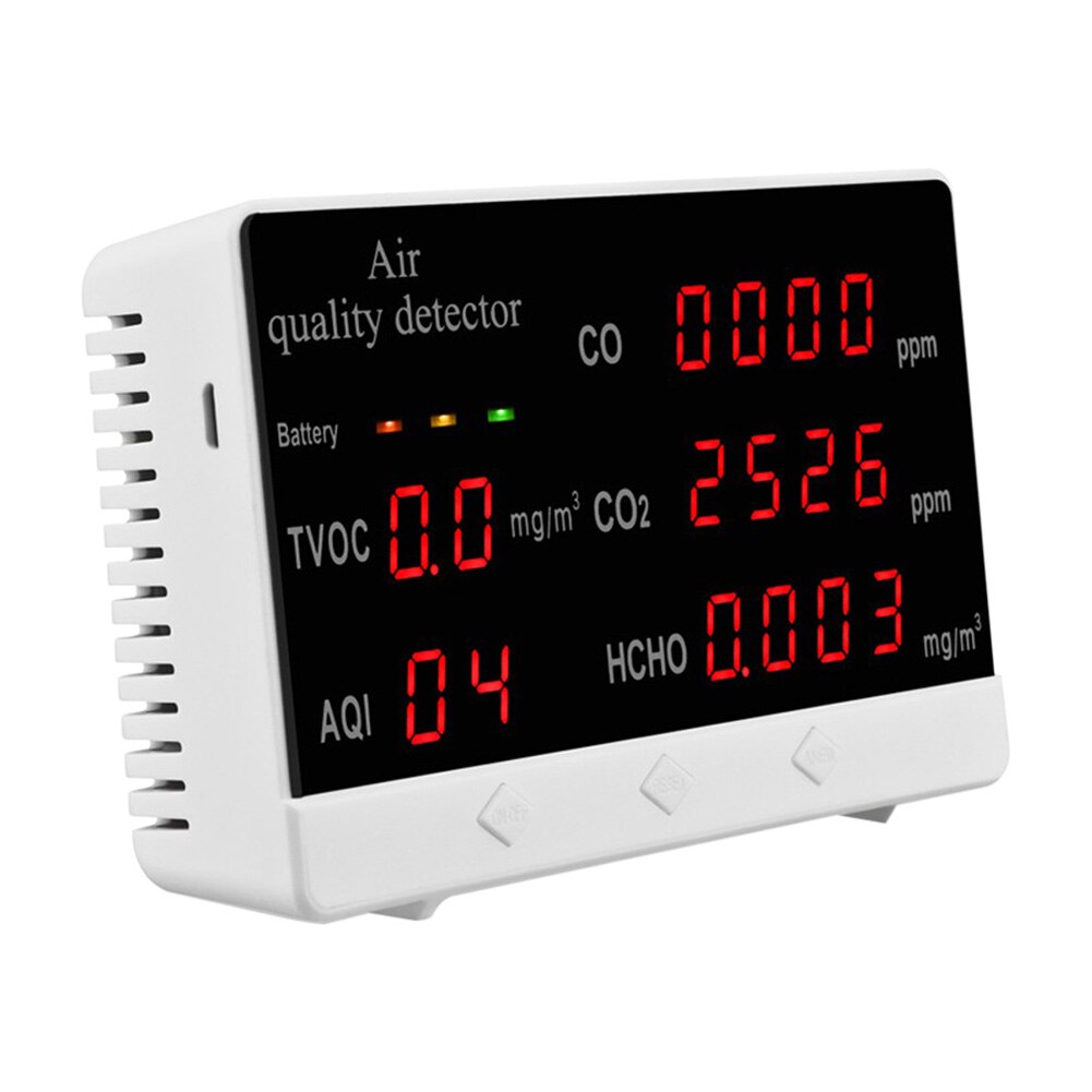 ABS Air Monitor LED Display HCHO TVOC CO2 CO Indoor Outdoor Large Screen Accurate Tester Real Time Data Mean Value
