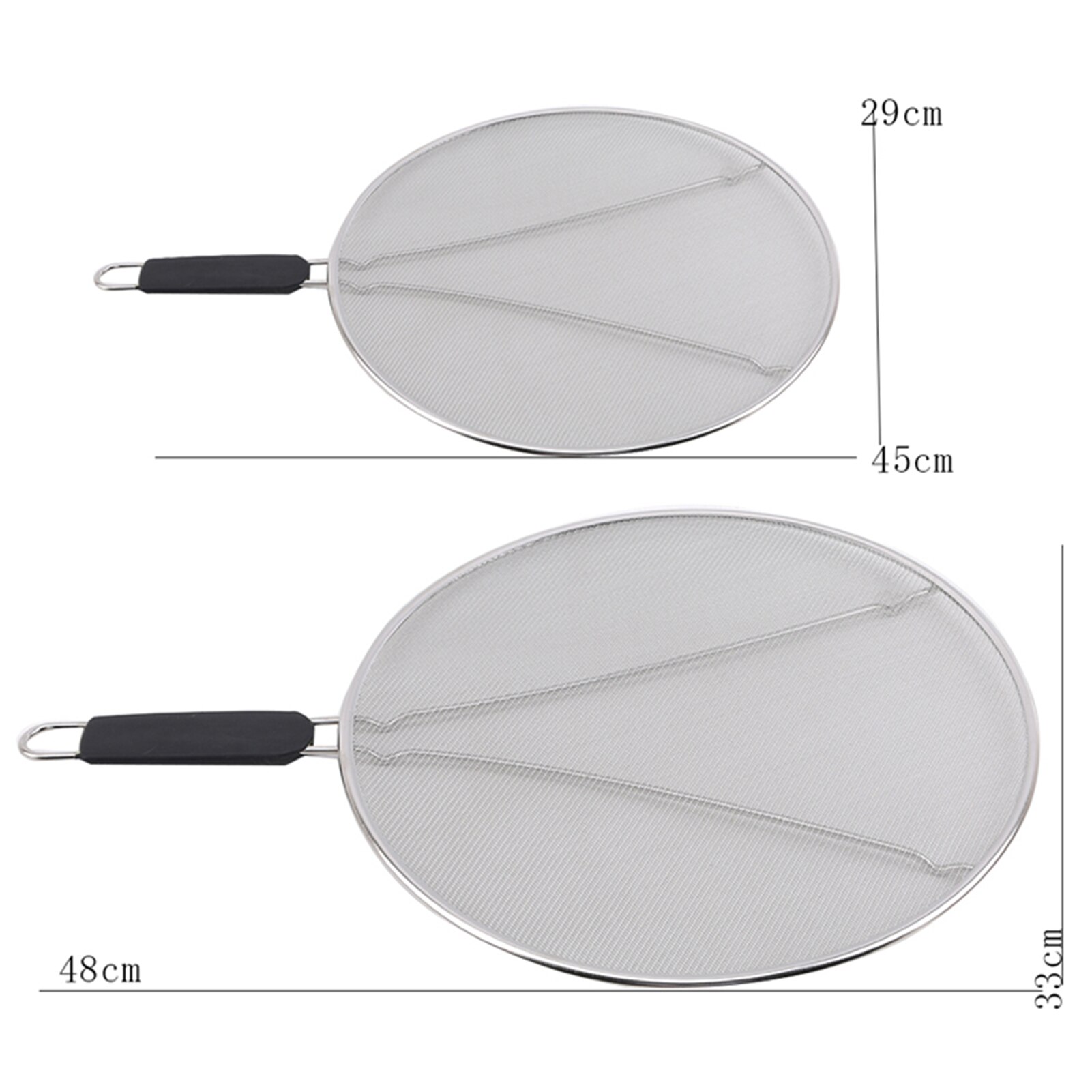 45*29/48*33cm Oil Splatter Screen Stainless Steel Fine Mesh Grease Splatter Guard Kitchen Tool For Frying Pan Fine Powder Sieve
