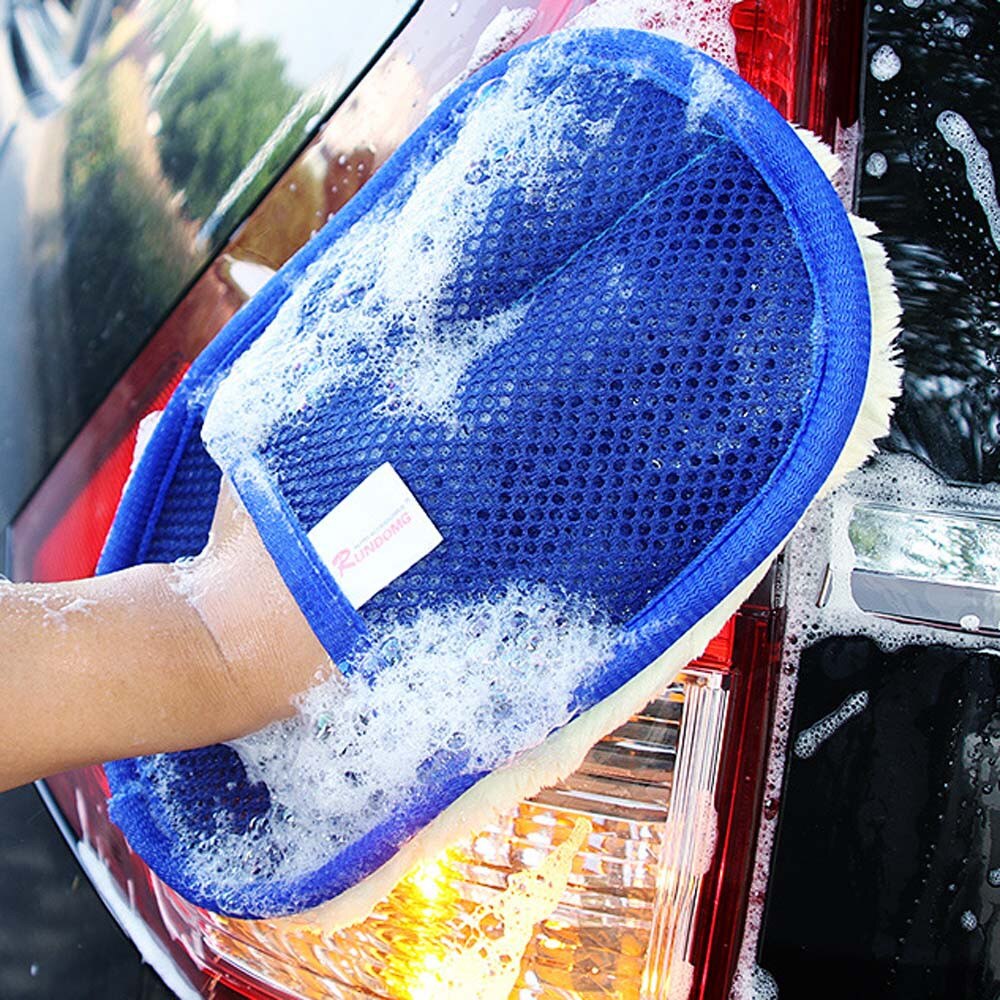 Doux lavage de voiture éponge propre en peluche gants de lavage de voiture nettoyant en verre bleu vague outil de lavage de voiture: Or