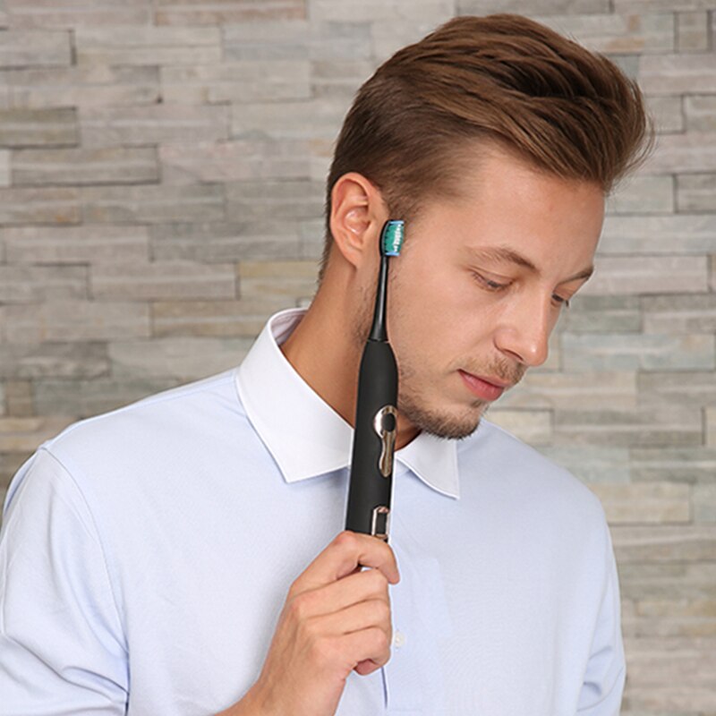 Here Mega Sonic Electric Toothbrush Smart Rechargeable Adult Toothbrush heads Replaceable Whitening waterproof LCD Screen 608