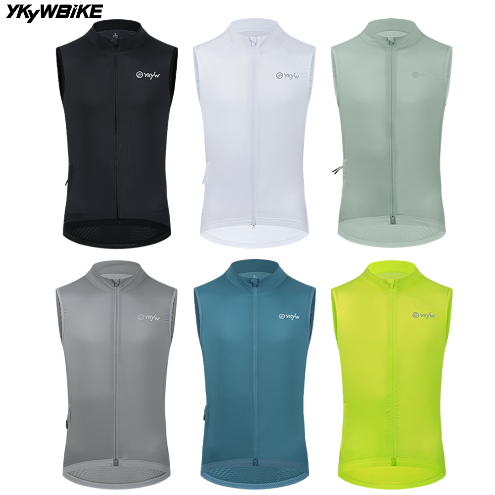 YKYWBIKE Heren Fietsen Vesten UPF50 + Fiets Gilet Waterdicht Racefiets Windjack Lichtgewicht Rijkleding Mouwloze Jas