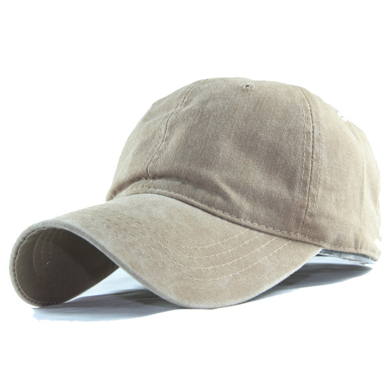 Baseball hat mænd og kvinder justerbar hat bomuld hip hop hat street dance hat ensfarvet flad kasket: Khaki