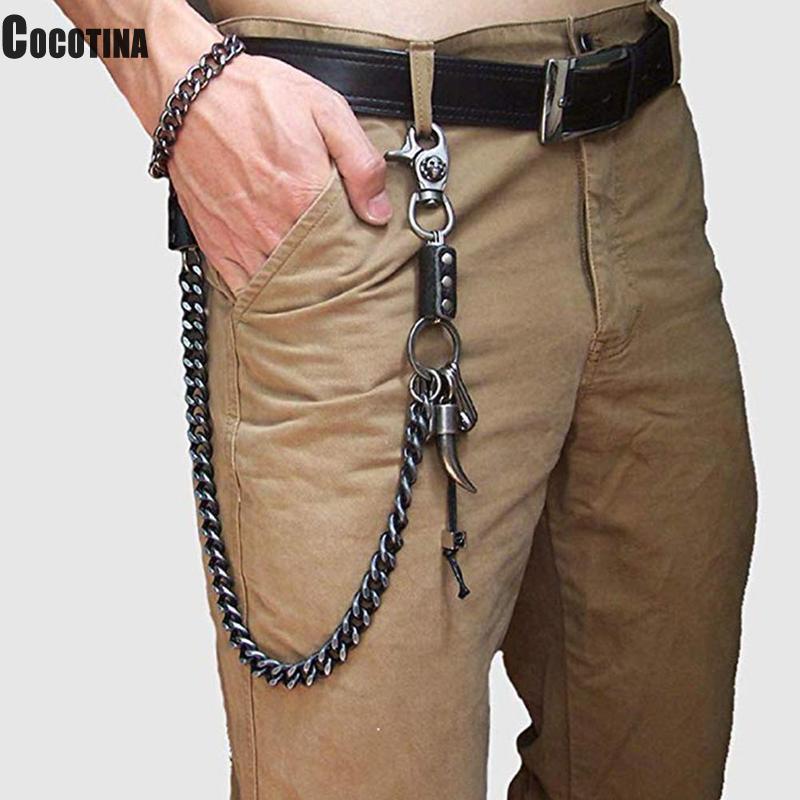 Chaîne de taille 2 lignes Punk Jean réglable Hip-hop métal hommes crâne accessoires chaîne tête métal pantalon chaîne Gadgets pour hommes
