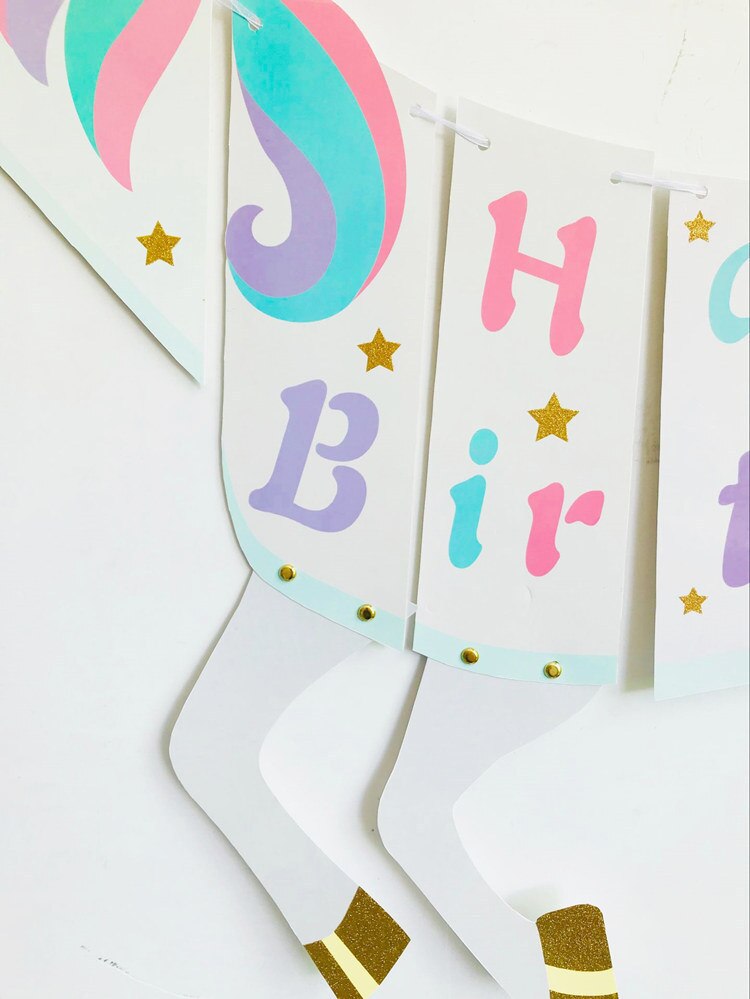 Cartoon Unicorn Happy Birthday Banner Letter Thickened White Cardboard Baby Shower Adult Kids Birthday Party Decoration Supplies