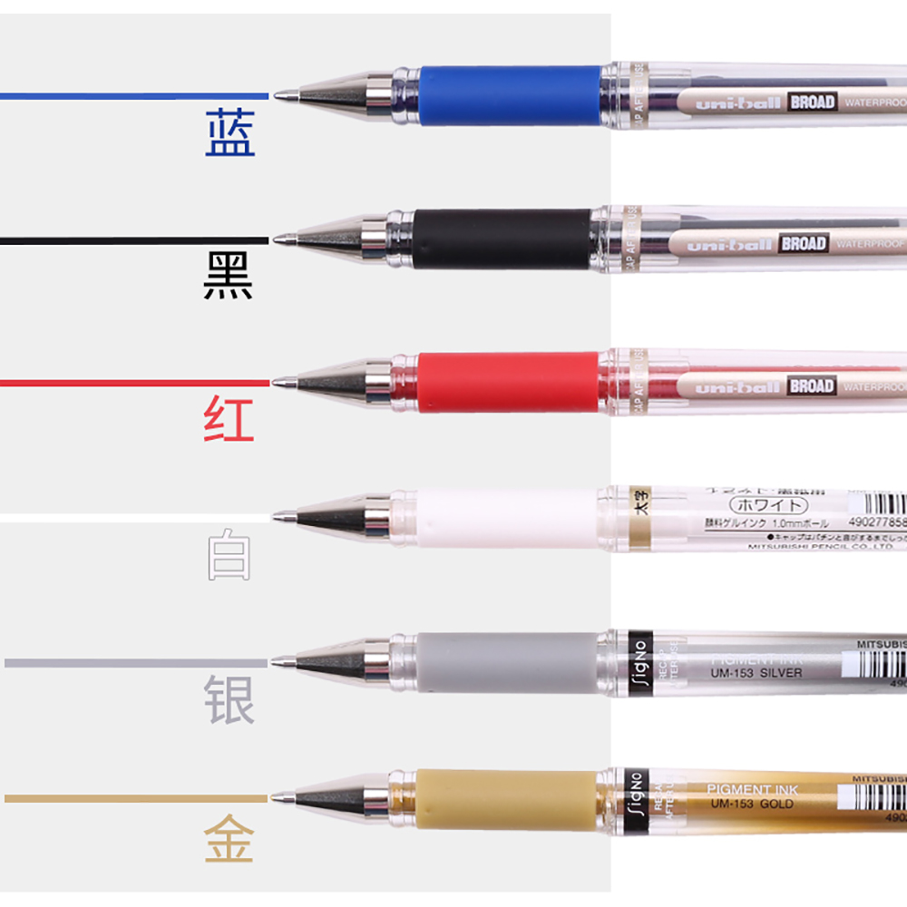 Japan UNI Signo Broad Gel Pen UM-153 1.0mm White High Gloss PenStudent Office Wedding Hand-painted Art Supplies Cute Stationery