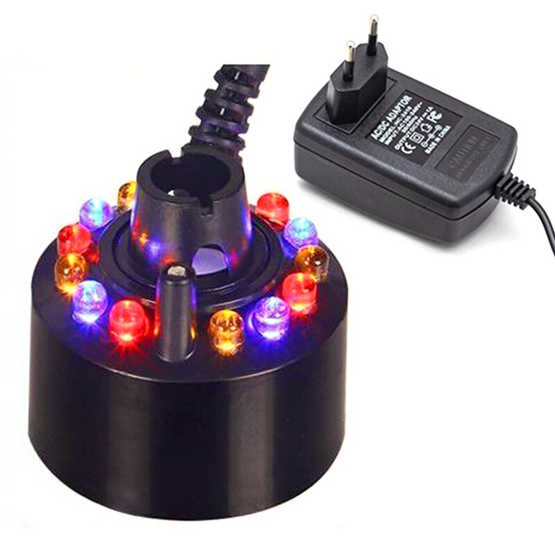 12 LED Colorful Ultrasonic Humidifier Mist Maker Fogger for Water Fountain water feature Creating Atmosphere Air Humidifier: EU Plug