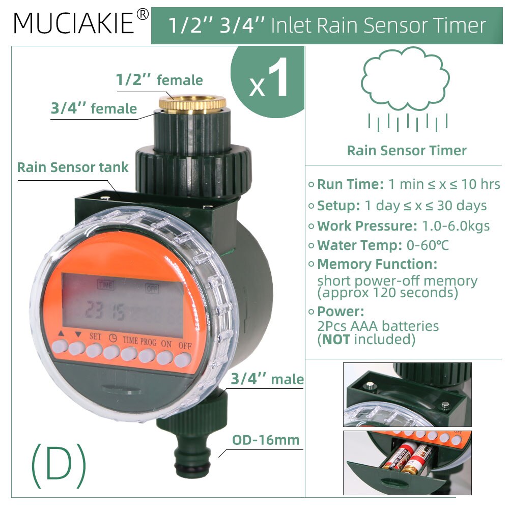Garden Solar Battery Powered Watering Timer Drip Irrigation Greenhouse Electronic Automatic Irrigator Controller System: D