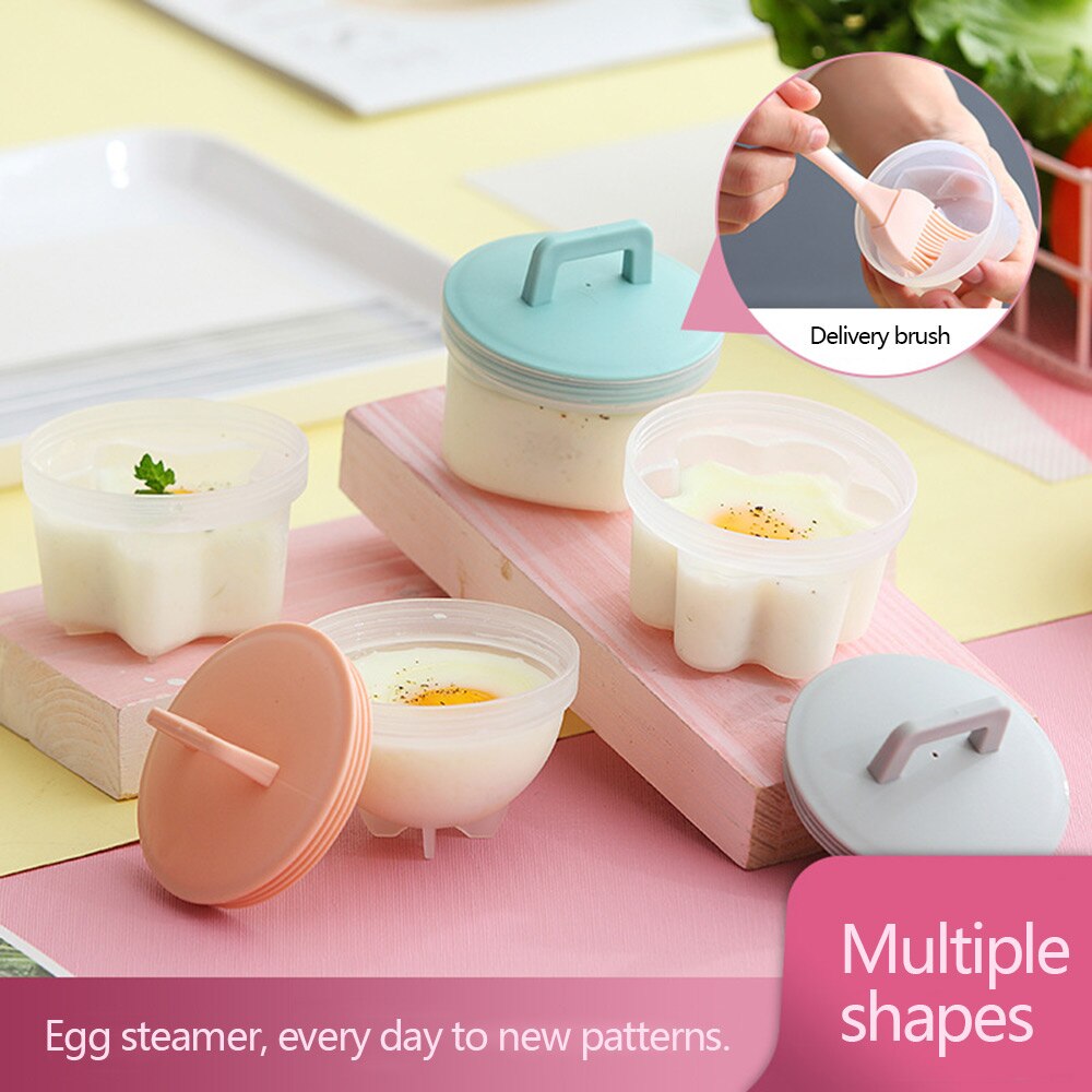 4 stks/partij Plastic Ei Stroper Pocheren Pods Egg Mold Kom Ringen Cooker Boiler Cuit Keuken Koken Gereedschap Pannenkoek Maker Met deksel