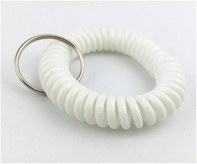 5 Pack Plastic Rekbaar Lente Spiraal Pols Sleutel Coil Pols Band Sleutelhanger Sleutelhangers Voor Outdoor Sport Yoga Sauna zwembad: White