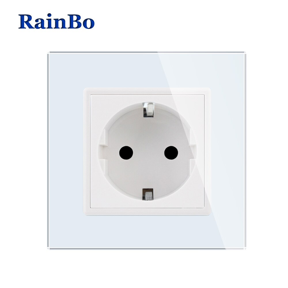 Rainbo -EU Muur-Socket Eu-Standaard Power-Socket Crystal-Glas Panel-Ac 110 ~ 250V-16A muur-Power-Socket A18EW/B