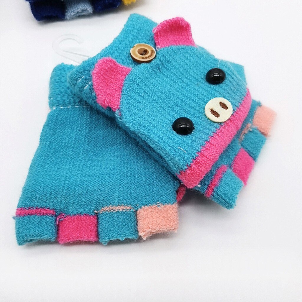 Sale1 paire de gants d'hiver pour enfants | Gants pour enfants femmes, garde au , doux, tricotés, rabattable, sans doigts