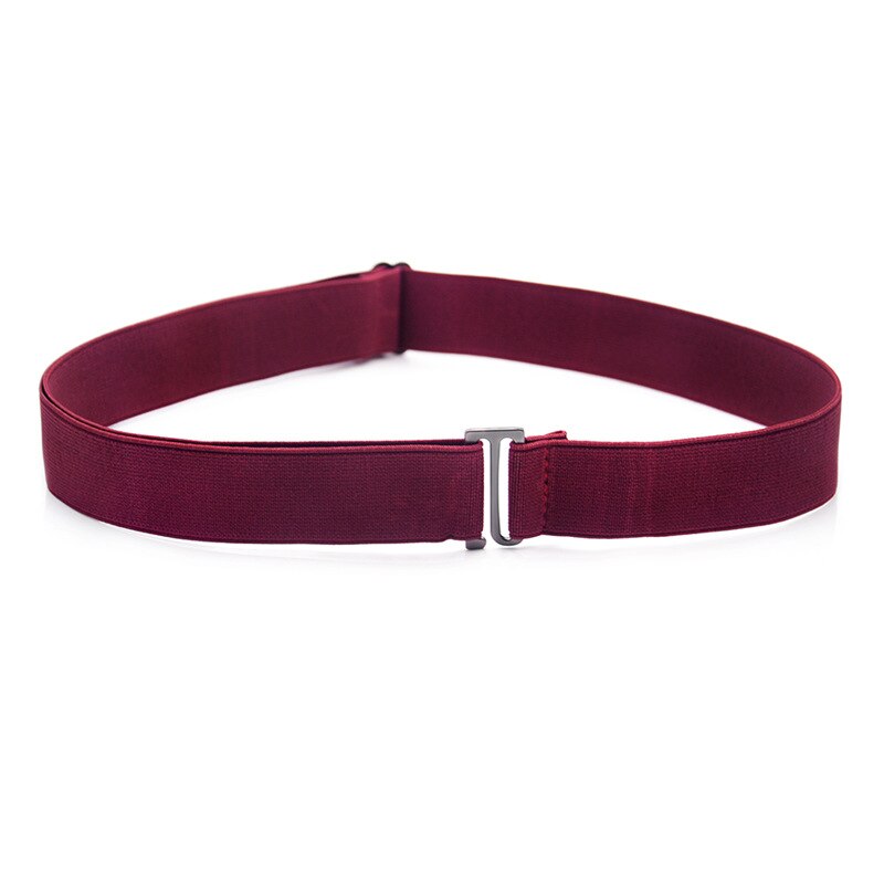 No Show-cinturón elástico Invisible para mujer, correa elástica con hebilla plana para pantalones vaqueros, banda elástica delgada,: Color vino