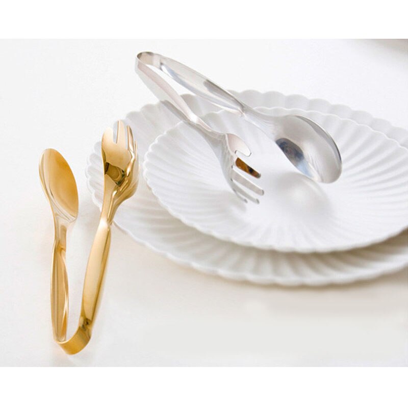 Mattång i rostfritt stål guld sliver köksredskap buffé matlagningsverktyg bbq clips bröd biff tång klämma kökstillbehör
