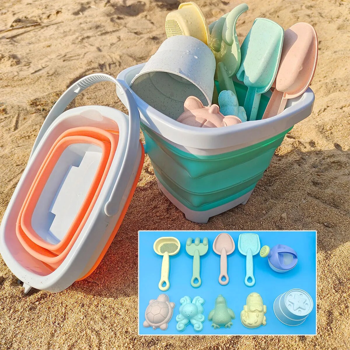 11 /1 st strandleksaker för barn sandleksaker set för småbarn sandlådeleksaker med hink spade kratta set sommar utomhus barn