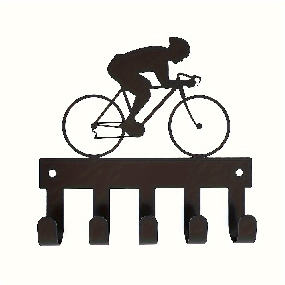 Schlüsselhalter zur Wandmontage, schwarzer Metall-Schlüsselaufhänger, selbstklebender Schlüsselständer-Organizer mit 5 Haken, Fahrrad-/Questrian-Haken, Wanddekoration