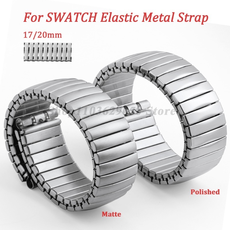 Metalen Elastische Horlogeband Voor Stalen Horloge 17Mm 20Mm Stretch Uitbreiding Rvs Band Heren Vrouwen Polsbandjes Accessoires