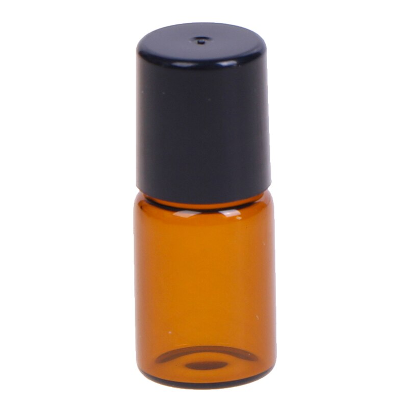 Botella de vidrio ámbar Roll On Roller, viales marrones de aceite esencial, botella de prueba de muestra con bola de Metal, 1ml, 2ml, 3ml, 5ml, 10ml, 5 unids/paquete